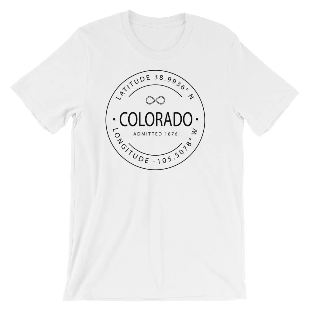 Colorado - Short-Sleeve Unisex T-Shirt - Latitude & Longitude