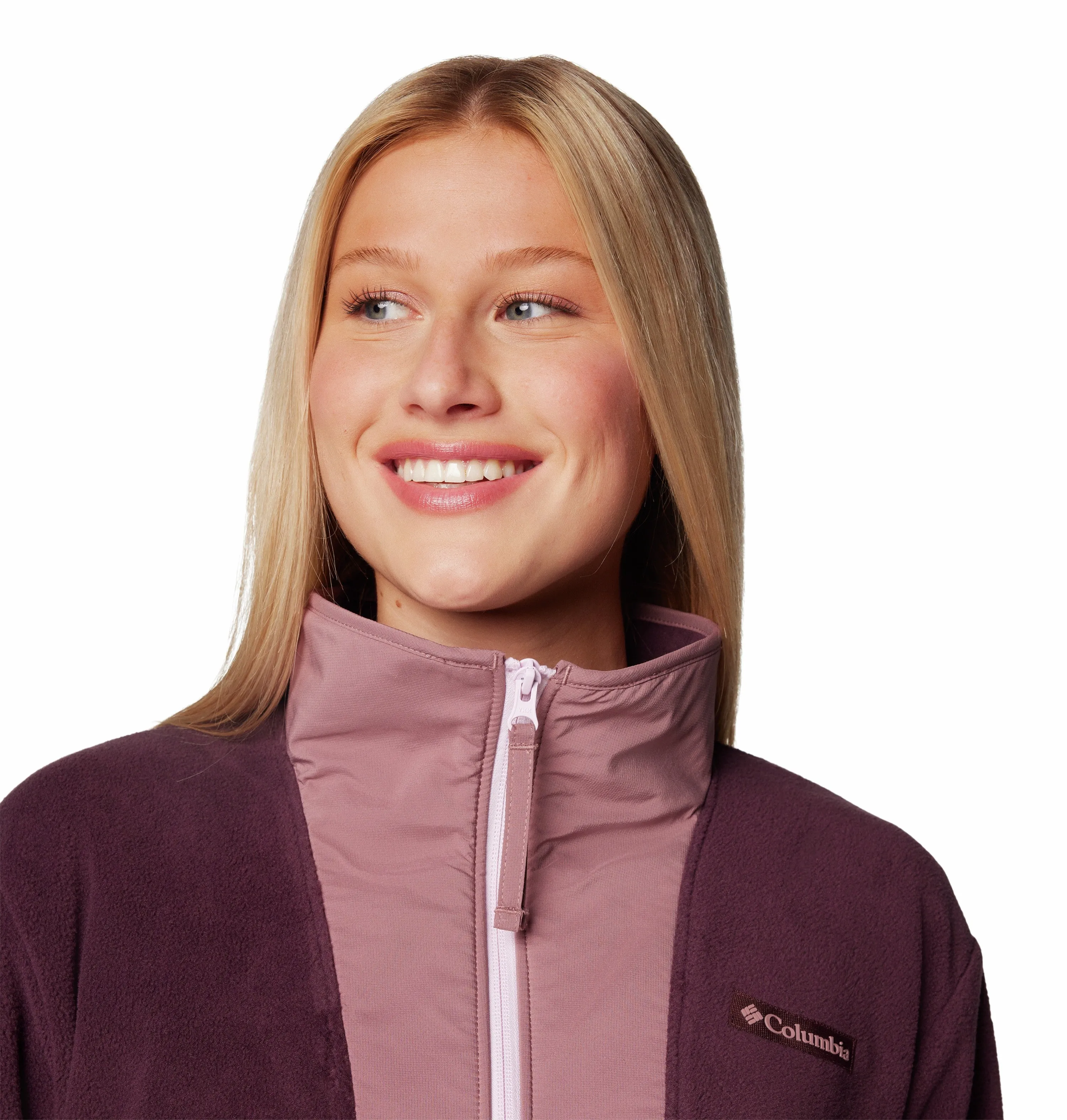 Columbia Ladies Sequoia Grove Cropped 1/2 Zip Overhead Fleece-MOONBEAM