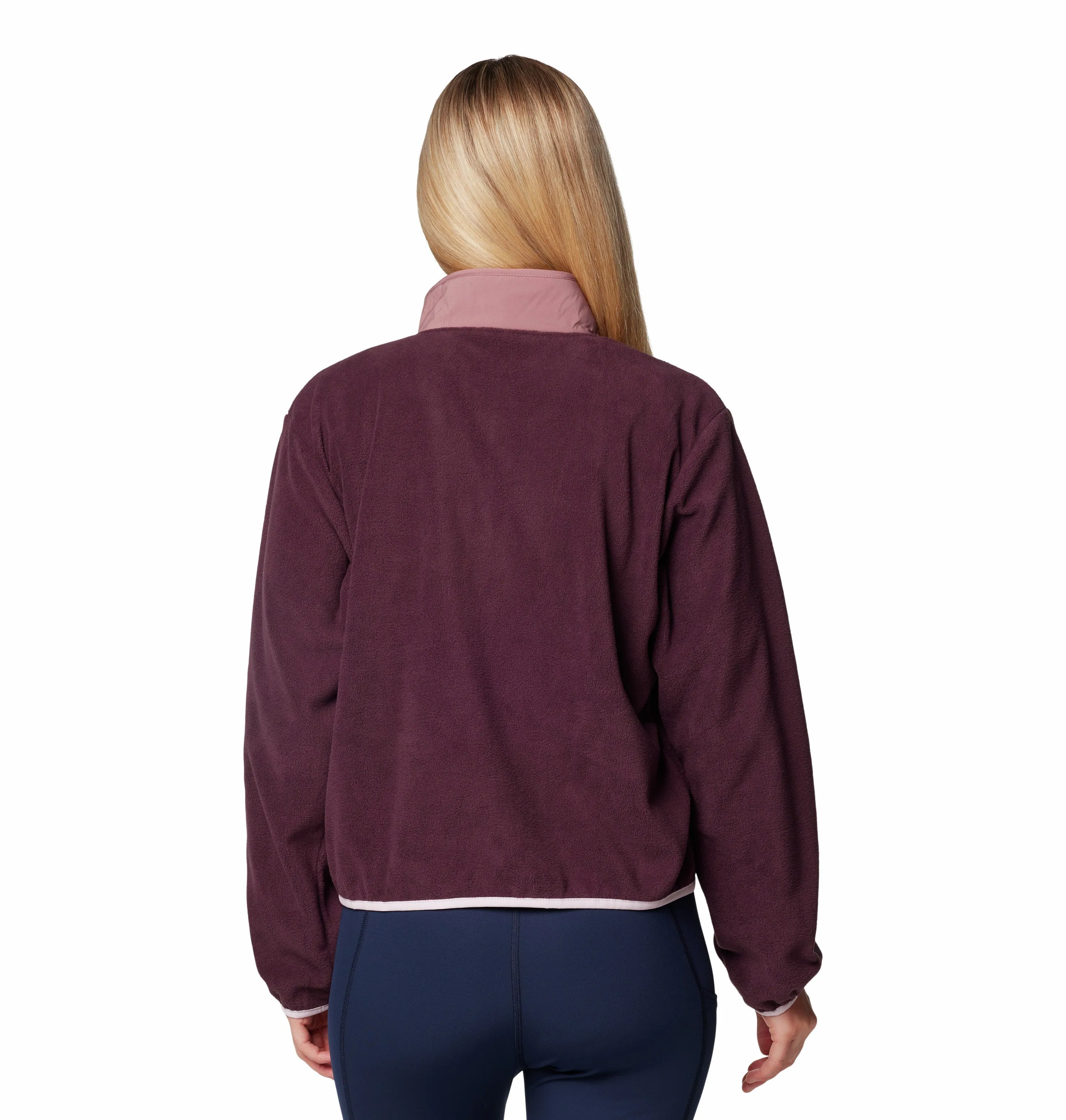 Columbia Ladies Sequoia Grove Cropped 1/2 Zip Overhead Fleece-MOONBEAM