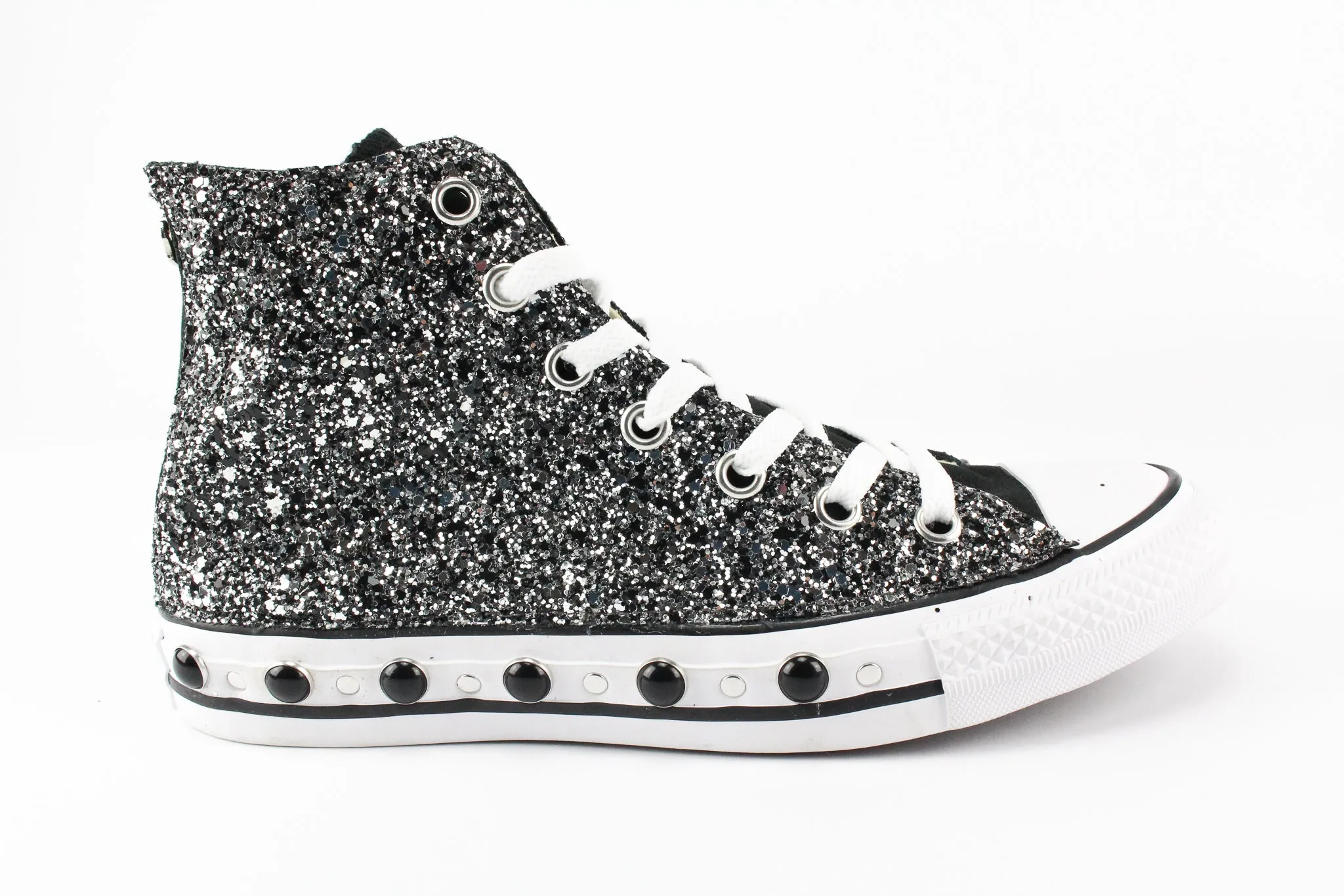 Converse All Star Black Silver Glitter & Perle