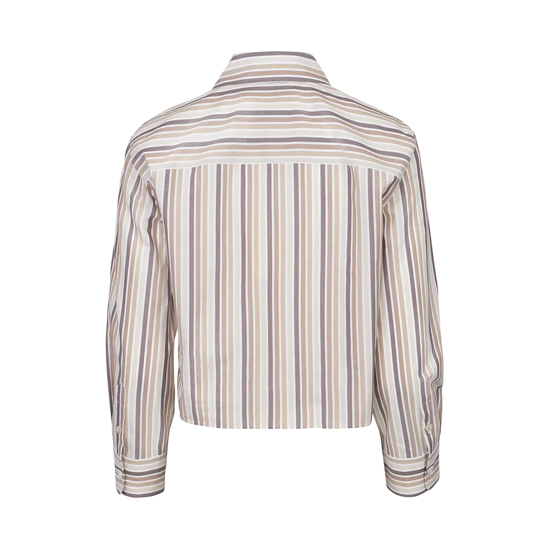 Cropped Button-Down Striped Shirt