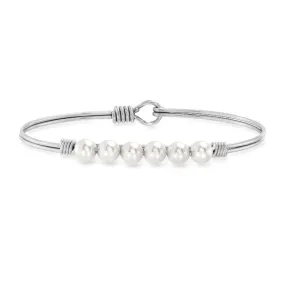 Crystal Pearl Bangle Bracelet In Classic White