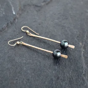 Dangling Stick Earrings - Tahitian or Freshwater Pearls