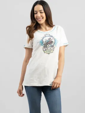 Delila Women Washed Wyoming Rodeo Capttal Tee