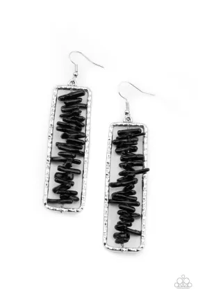 Don't Quarry Be Happy Black Stone Earrings - Paparazzi Accessories