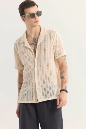 Dotted Stripe Beige Hakoba Shirt