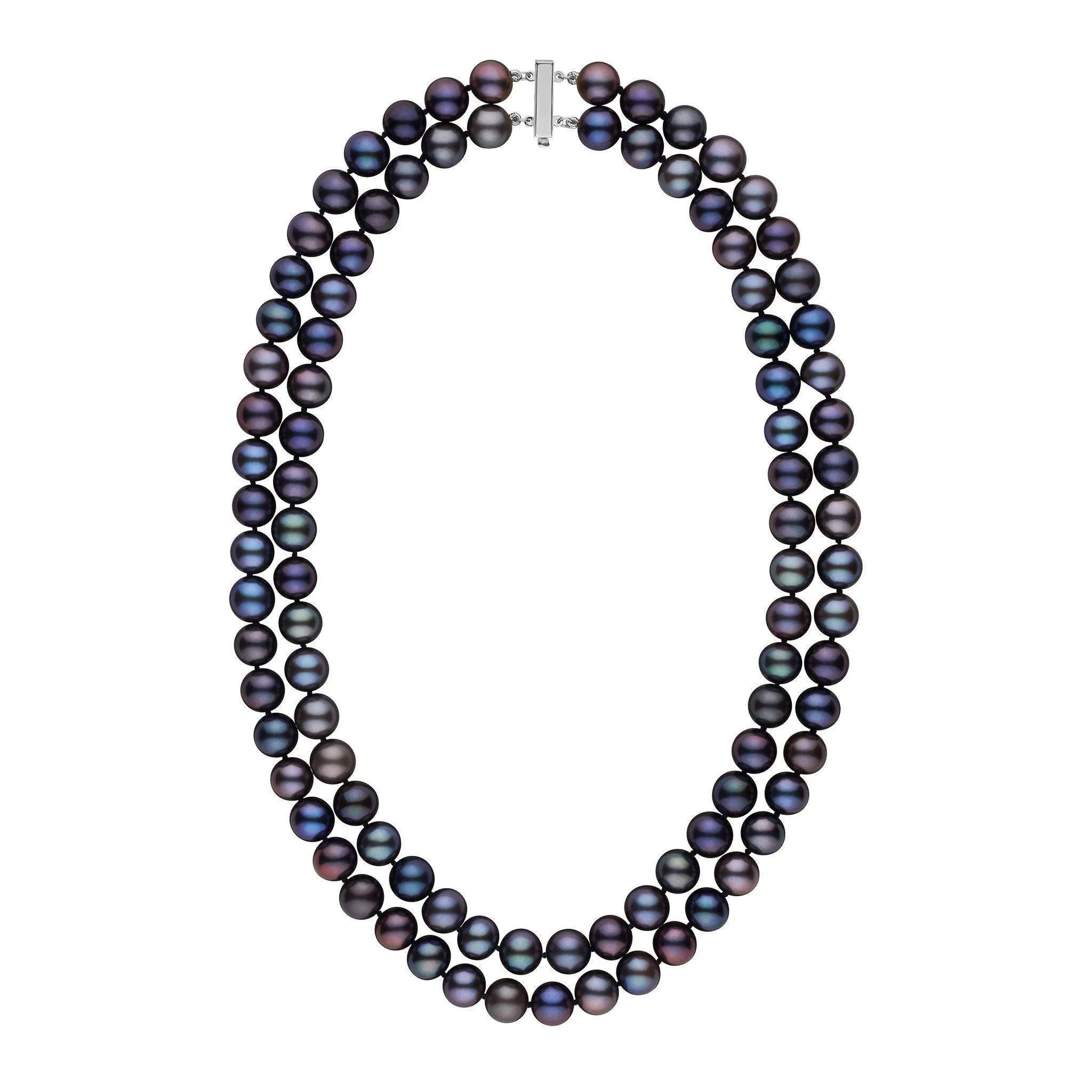 Double Strand 8.5-9.0 mm AAA Black Freshwater Pearl Necklace