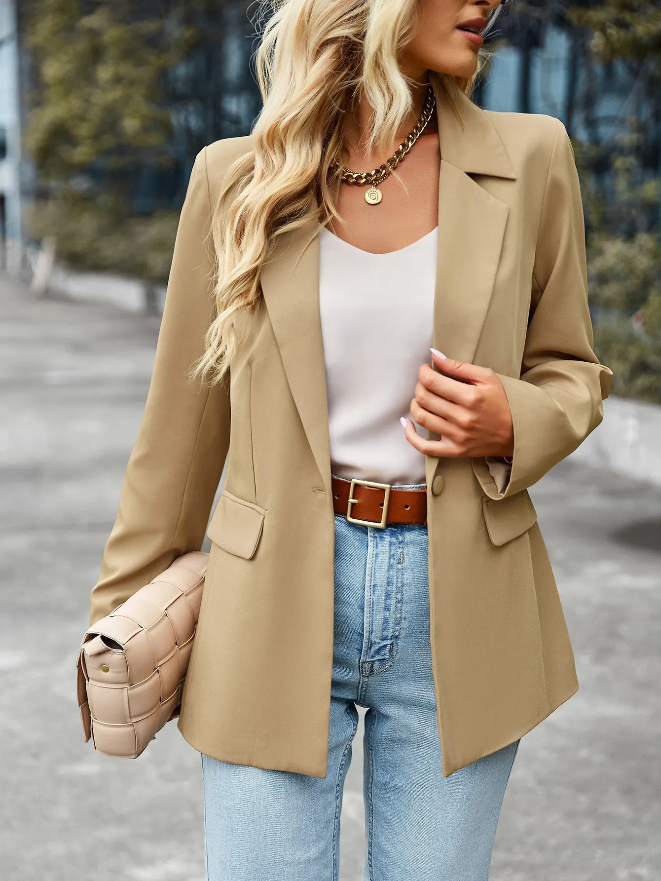 DressBetty - Casual Solid Color Blazer