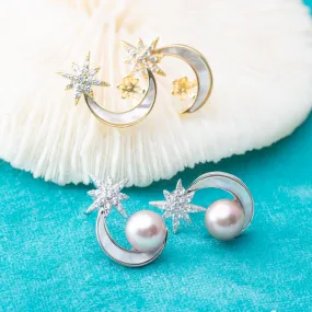 e010833 S925 pearl earring 925 sterling silver DIY 7-8mm Natural Freshwater pearl stud earring for women