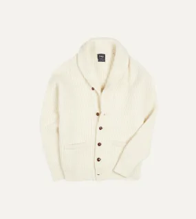 Ecru Lambswool Shawl Collar Cardigan