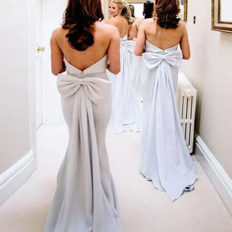 Elegant Baby Blue Mermaid Strapless Sleeveless Wedding Guest Bridesmaid Dresses,WGM361