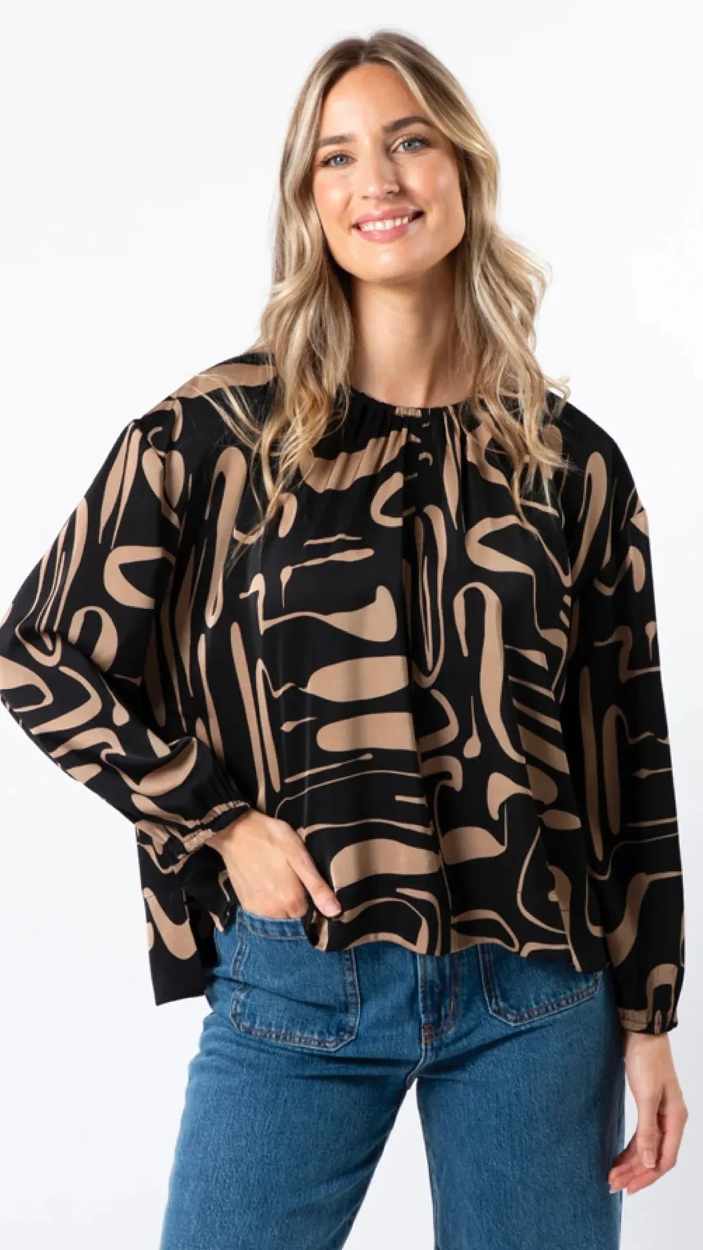 Emmanuel Blouse Black Geo