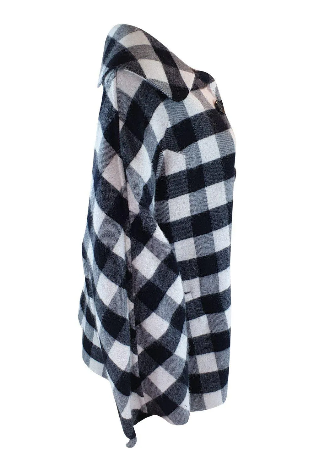 ERMANNO SCERVINO Cashmere Black White Checked Cape Coat (IT 42)