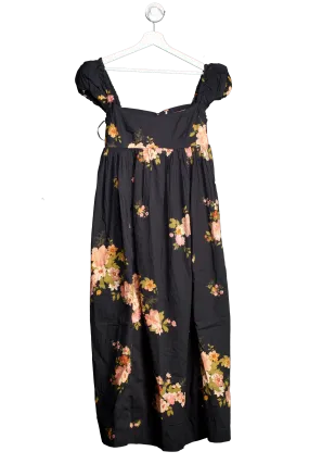 Free People Black Linda Lou Poplin Maxi Dress UK S