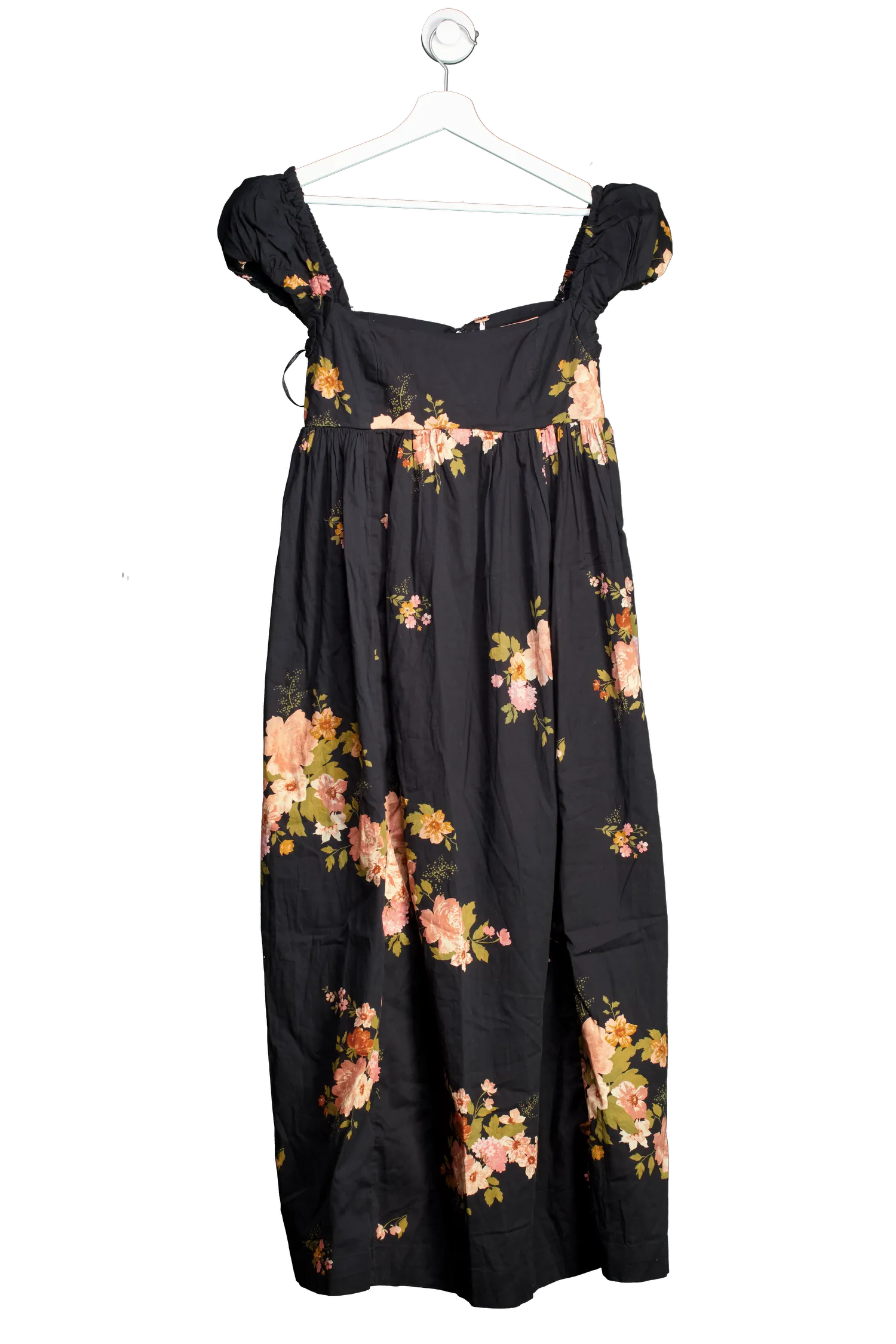 Free People Black Linda Lou Poplin Maxi Dress UK S