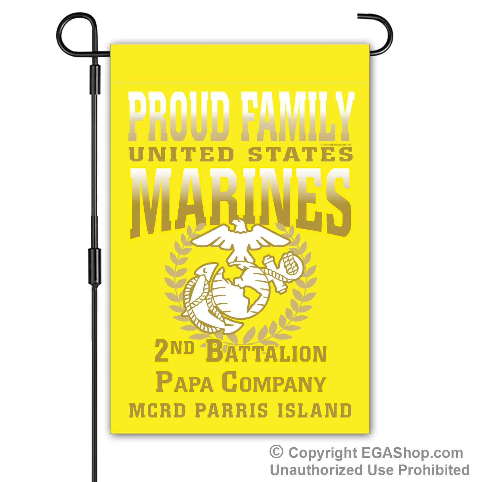 Garden Flag: Papa Proud Family, Mom, Dad (Parris Island)