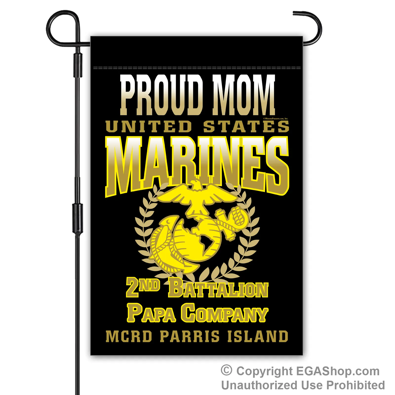 Garden Flag: Papa Proud Family, Mom, Dad (Parris Island)