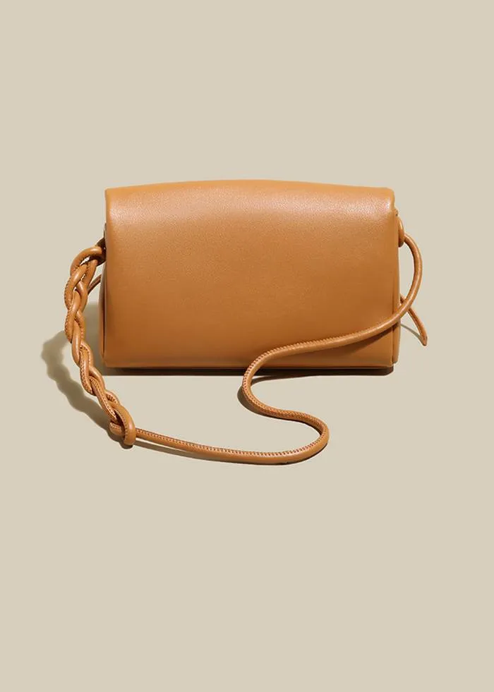 Genuine Leather Flap Wrinkle Shoulder Bag