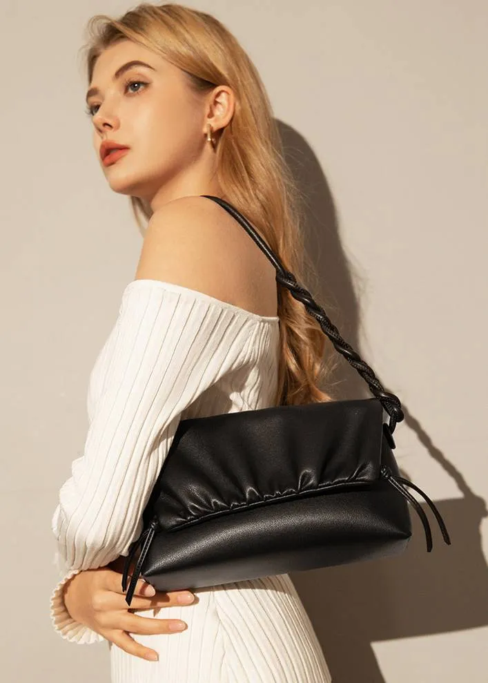 Genuine Leather Flap Wrinkle Shoulder Bag