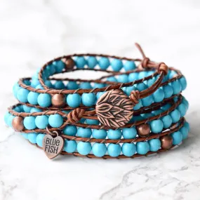 Good Vibes Bohemian Turquoise Magnesite 5X Wrap Bracelet