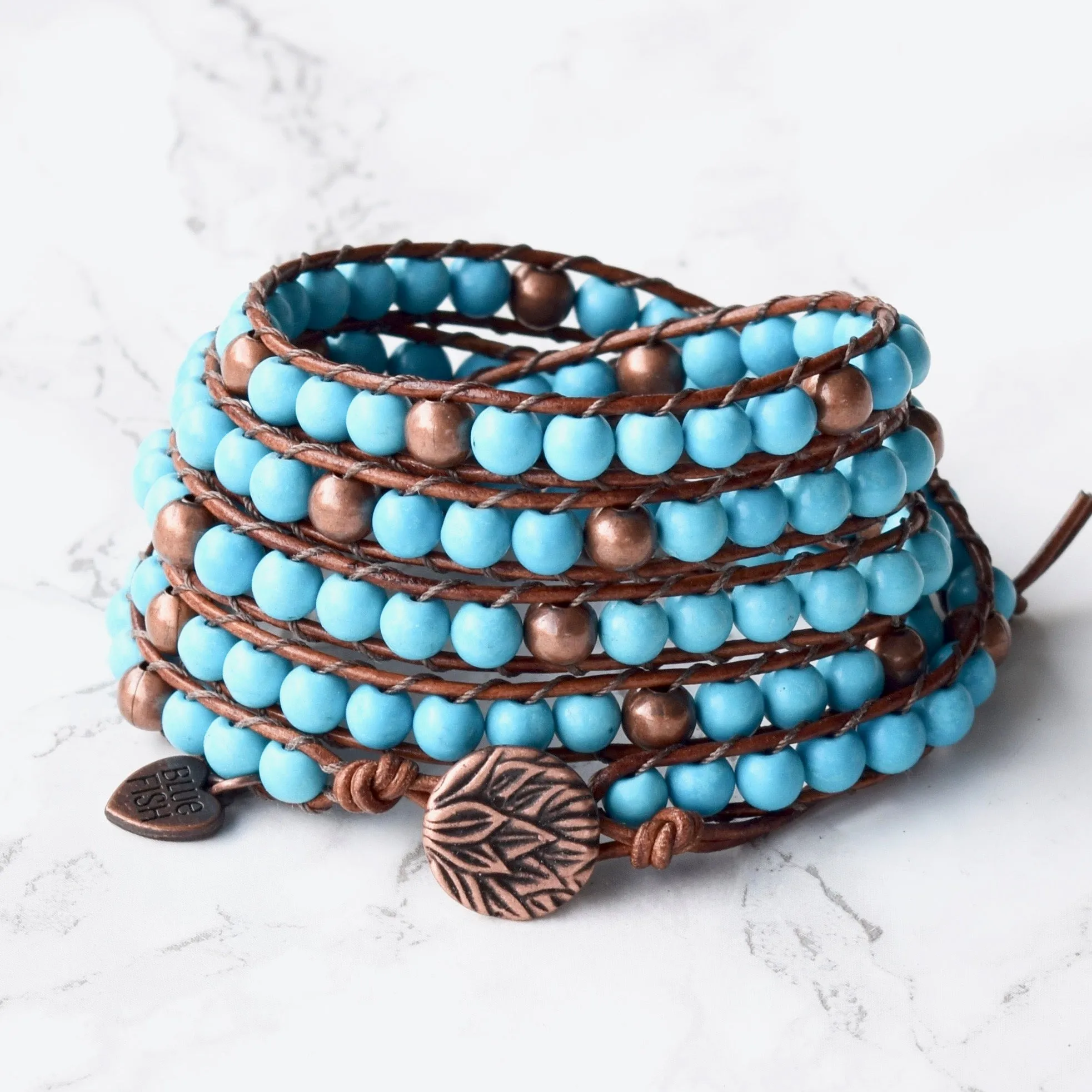 Good Vibes Bohemian Turquoise Magnesite 5X Wrap Bracelet