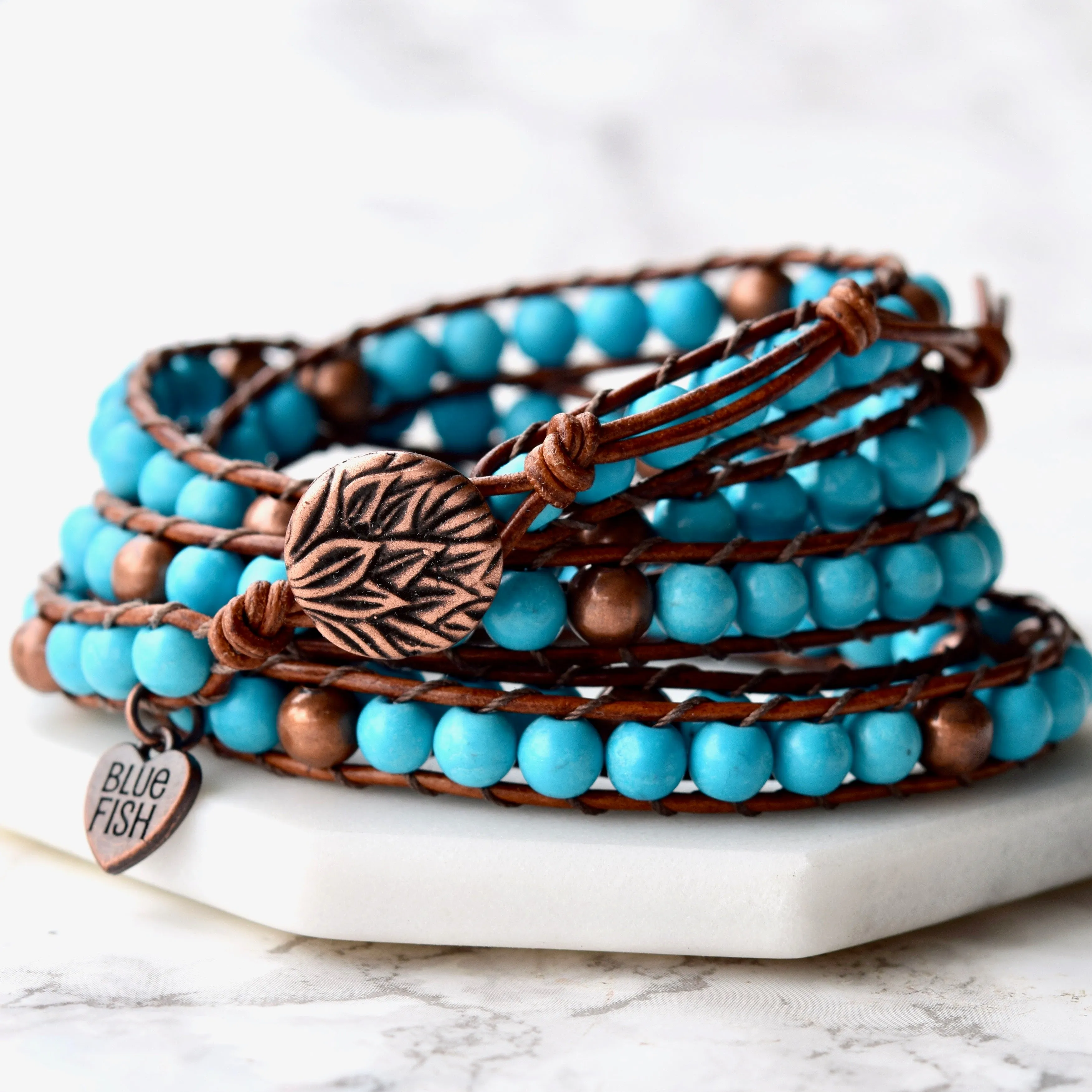 Good Vibes Bohemian Turquoise Magnesite 5X Wrap Bracelet