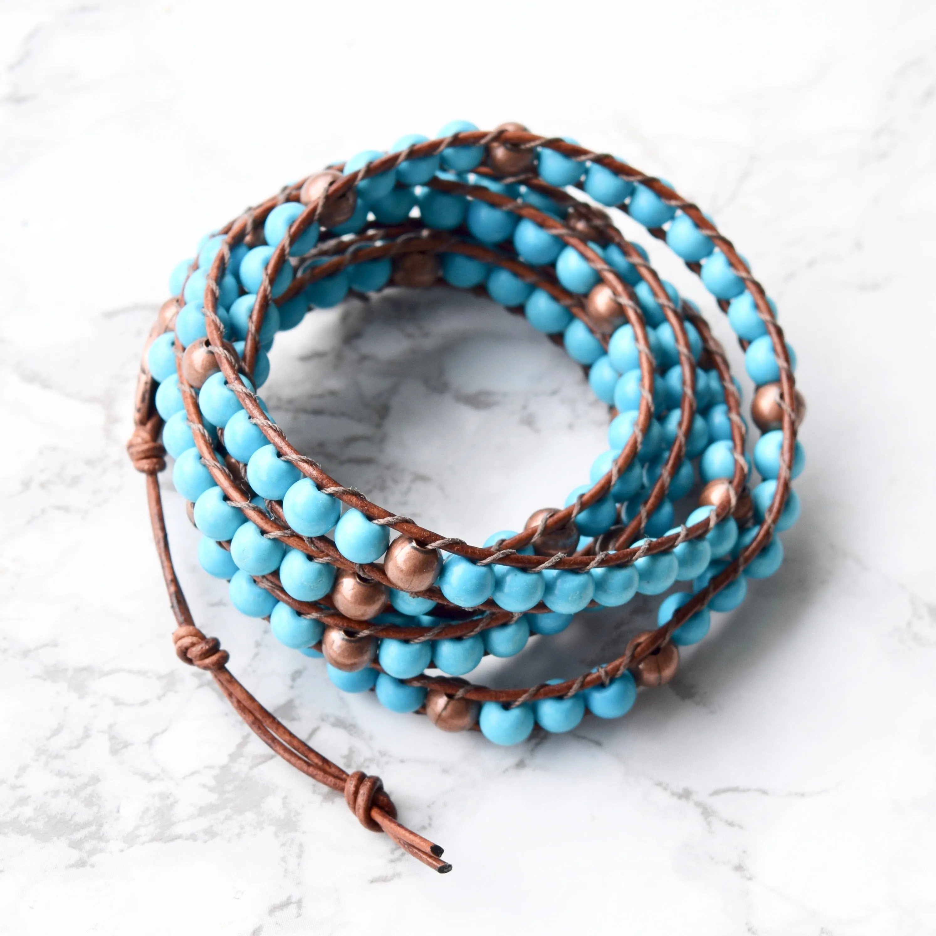 Good Vibes Bohemian Turquoise Magnesite 5X Wrap Bracelet