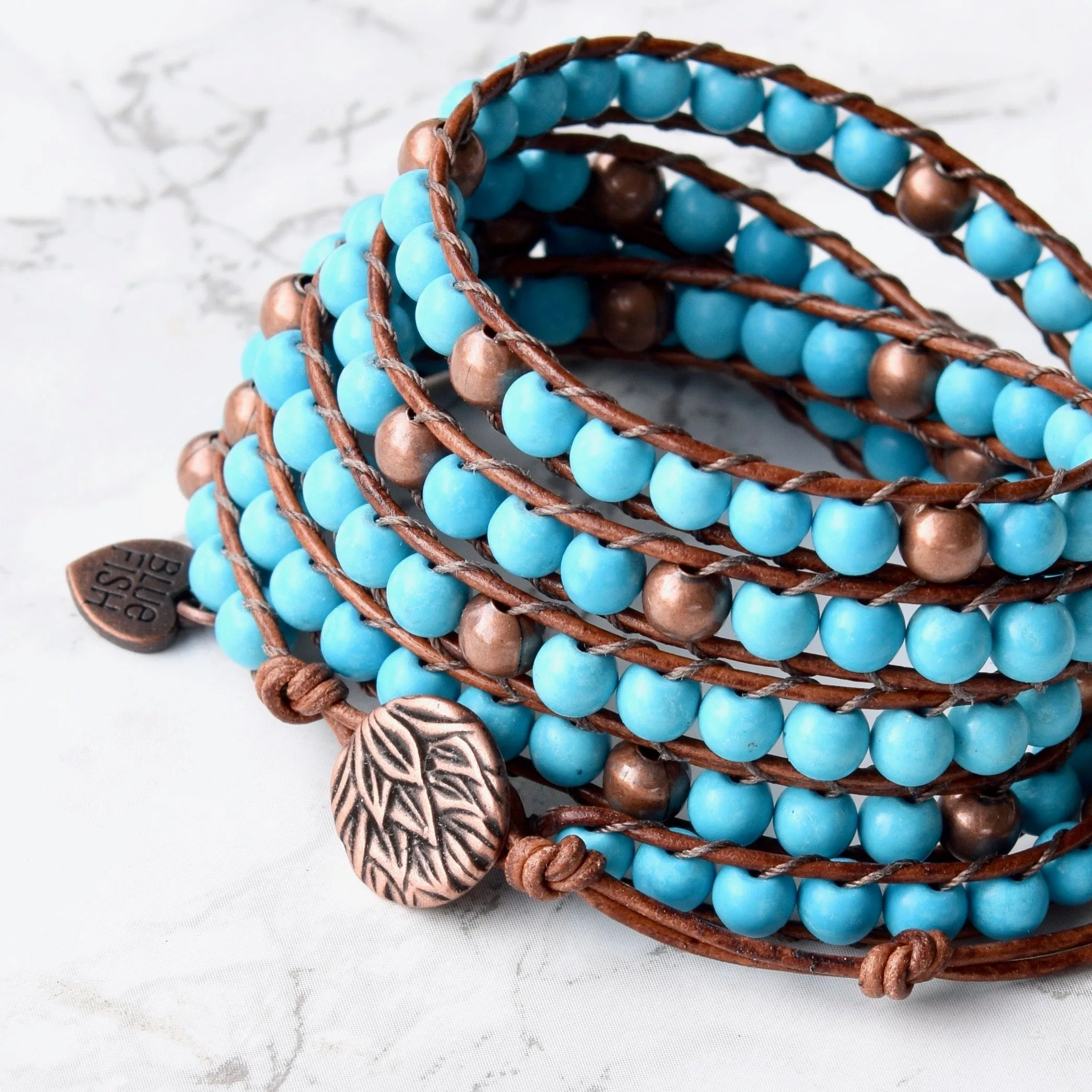 Good Vibes Bohemian Turquoise Magnesite 5X Wrap Bracelet