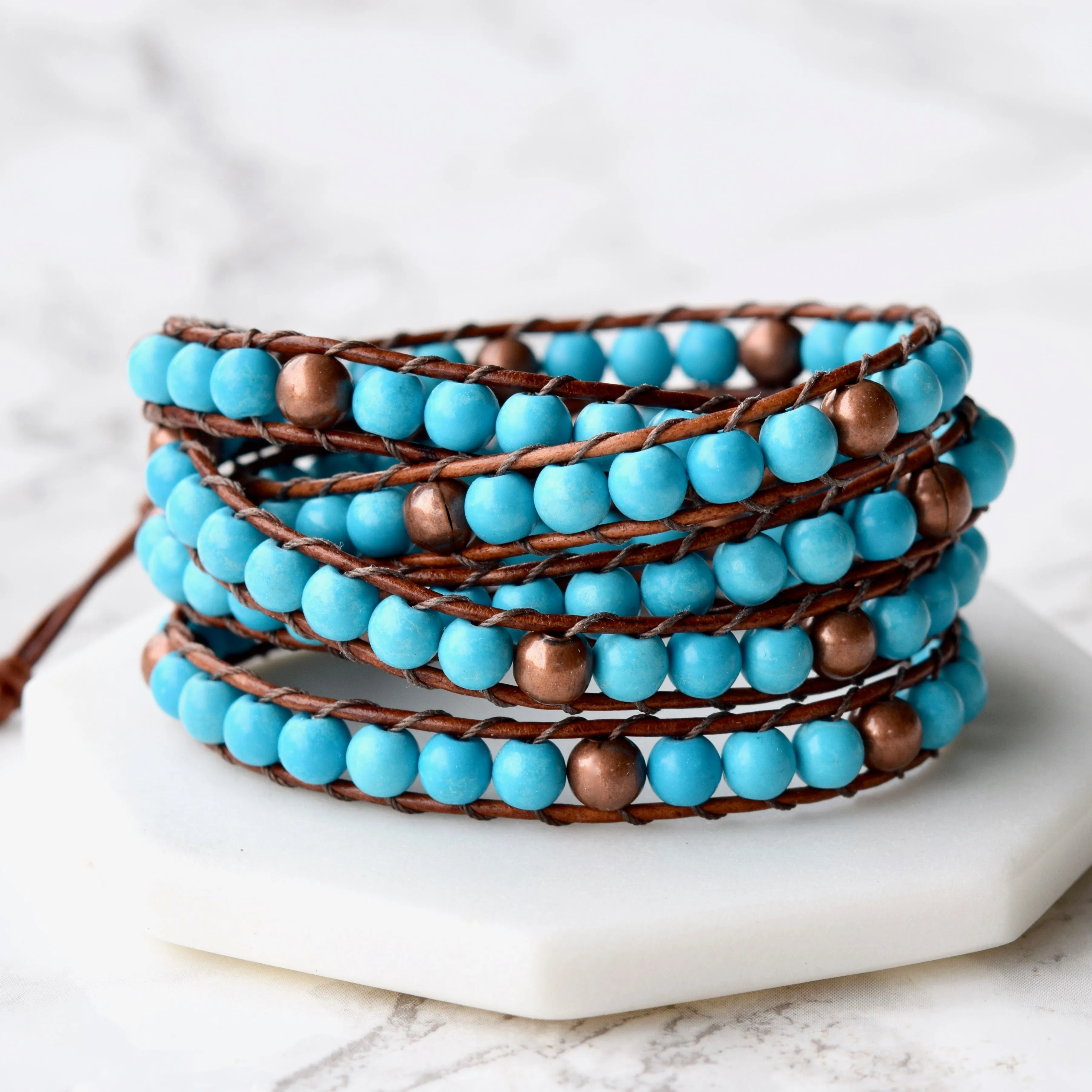 Good Vibes Bohemian Turquoise Magnesite 5X Wrap Bracelet