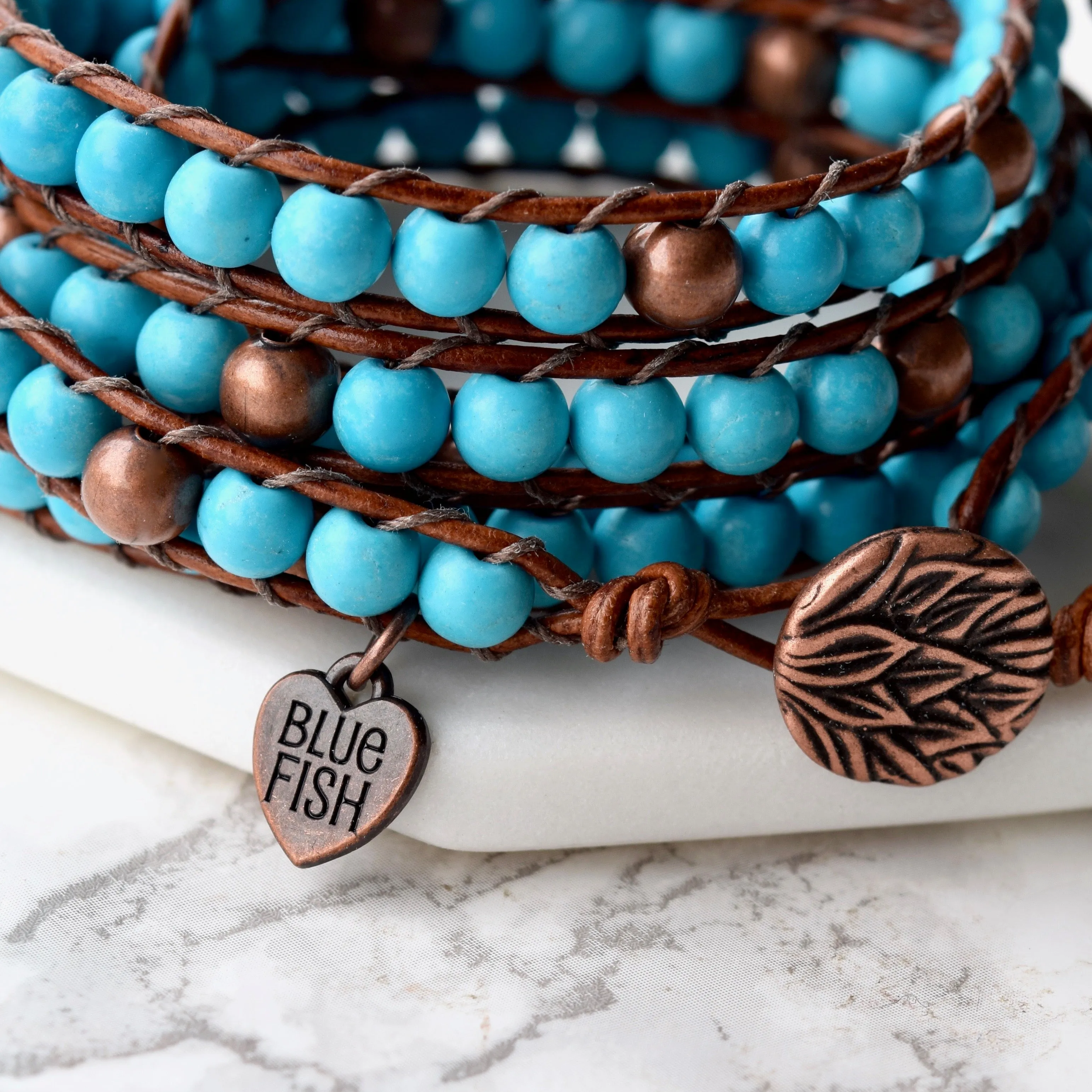 Good Vibes Bohemian Turquoise Magnesite 5X Wrap Bracelet