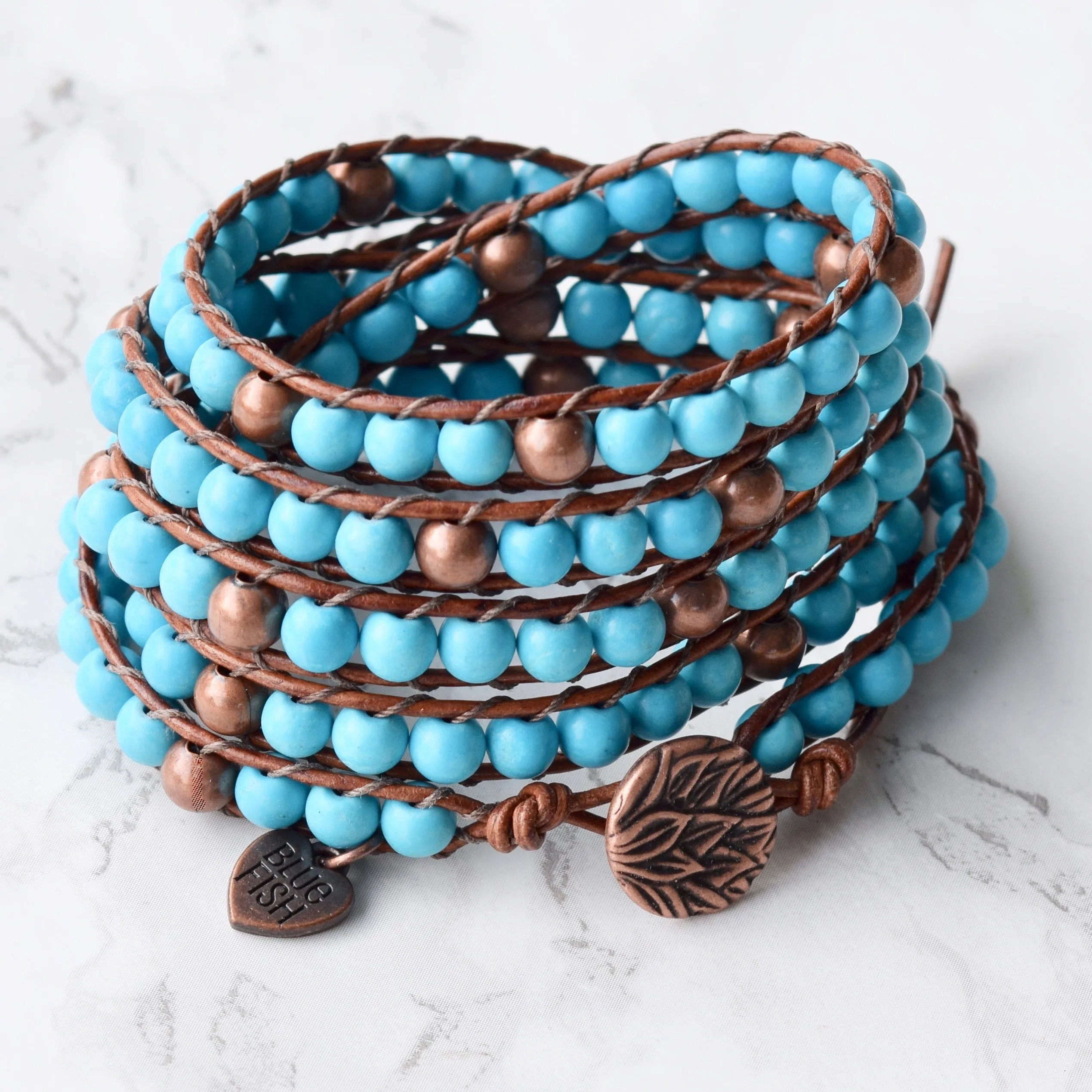 Good Vibes Bohemian Turquoise Magnesite 5X Wrap Bracelet