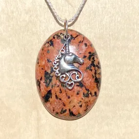 Granite with Unicorn Charm Pendant Necklace