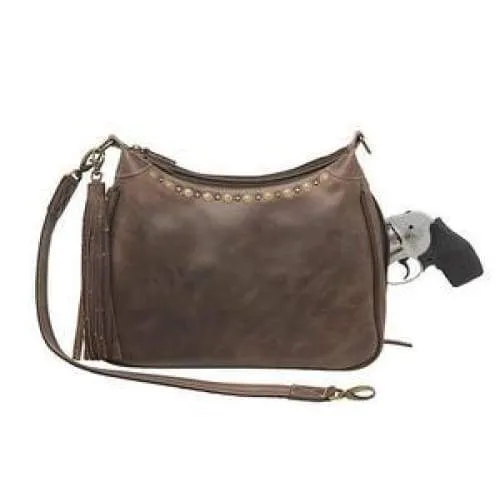 GTM Original RFID Lined Distressed Leather Hobo Concealed Carry Purse