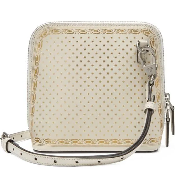 Gucci Logo Moon & Stars White Leather Cross Body Bag