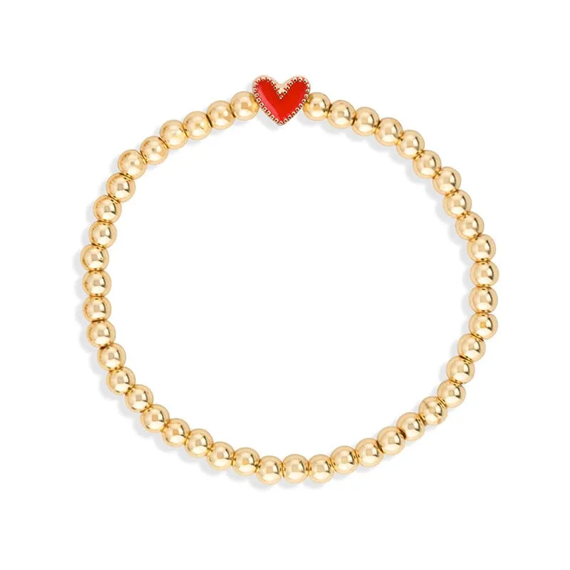 Heart Stretch Bracelet in Red