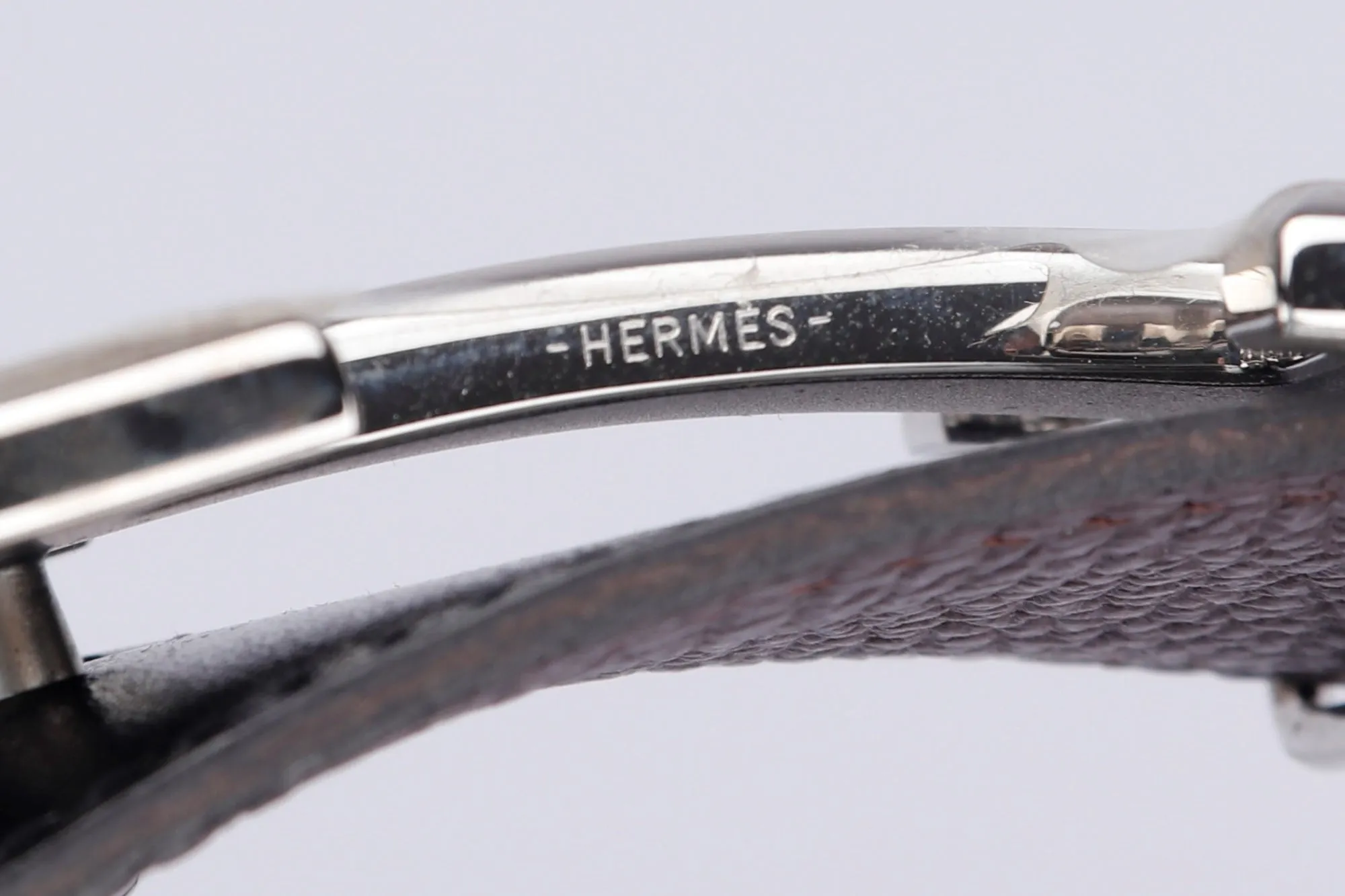 Hermes Silver H Buckle Belt with Dark Brown X Black Reversible Belt, Length 120cm, with Box