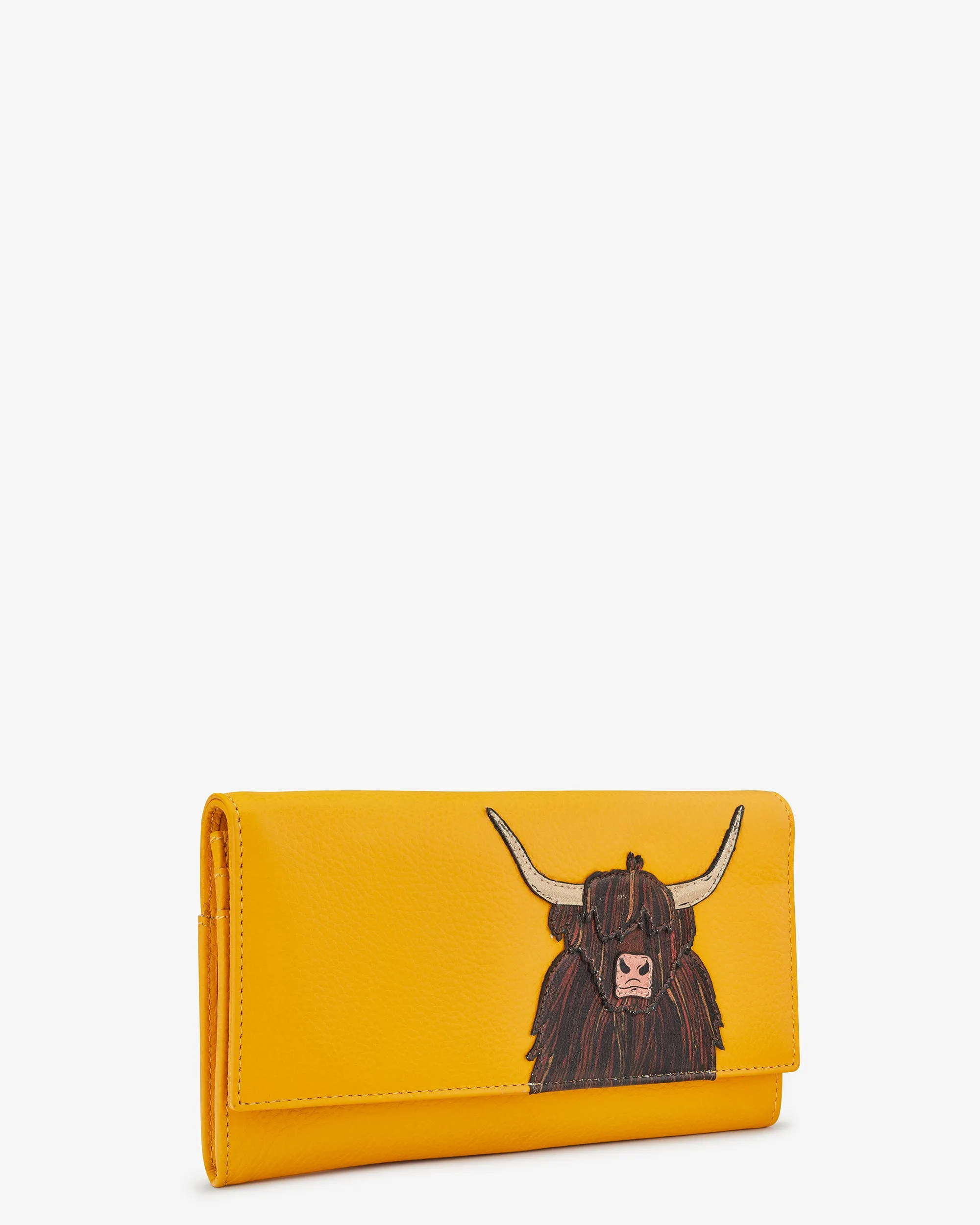 Highland Cow Yellow Leather Hudson Purse