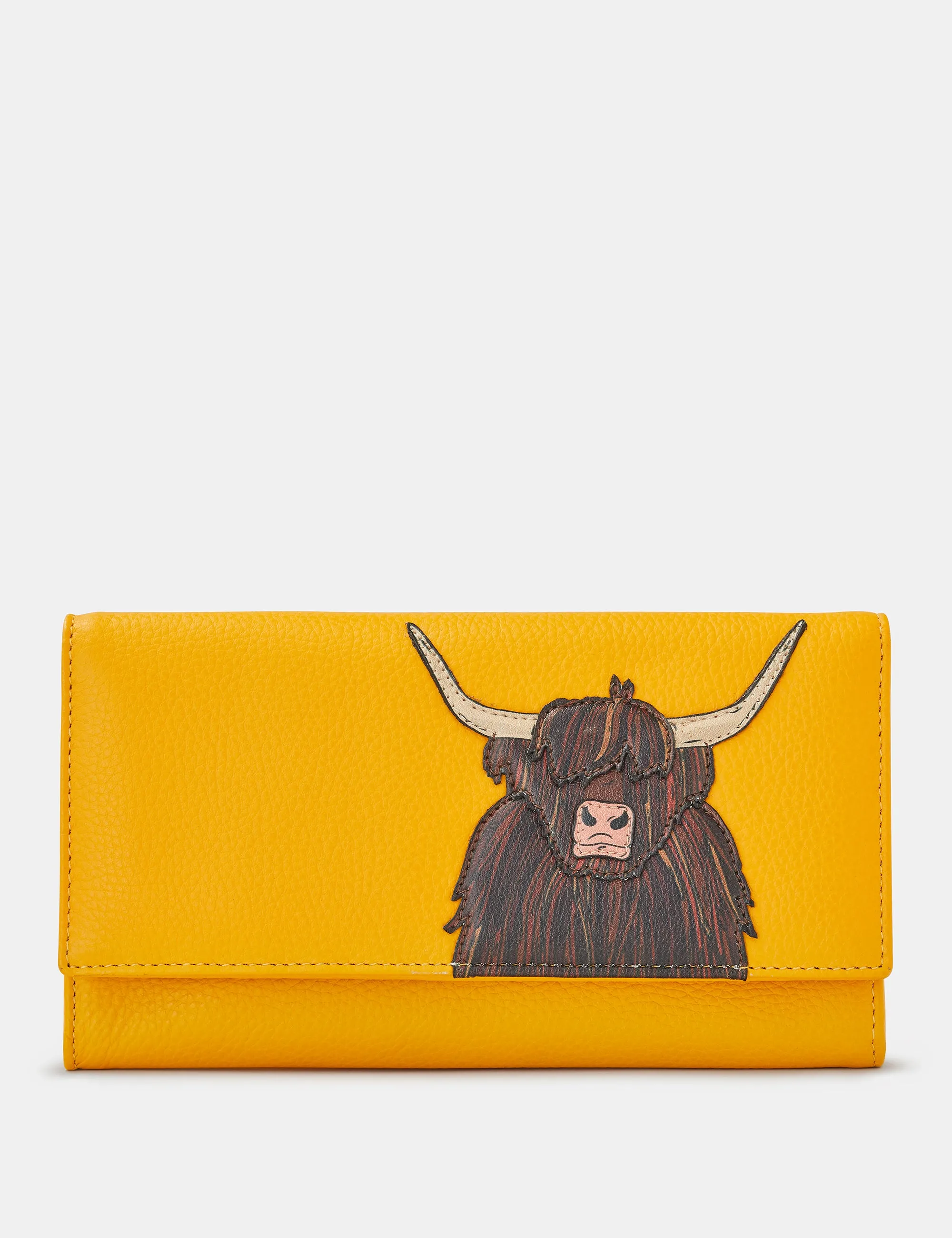 Highland Cow Yellow Leather Hudson Purse