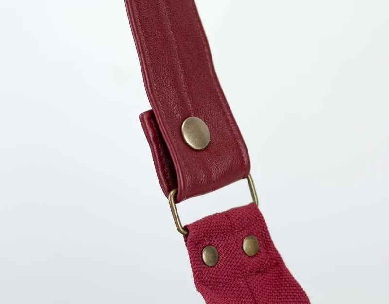 Kallia crossbody bag - Wine red canvas and leather