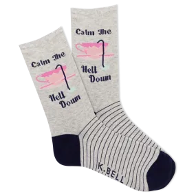 K.Bell Women's Calm The Hell Down Crew Socks