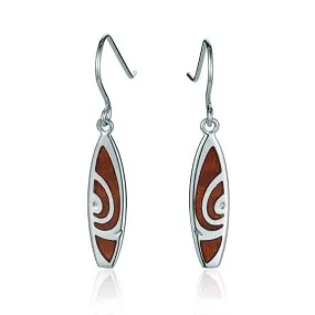 Koa Wood Surfboard Earrings