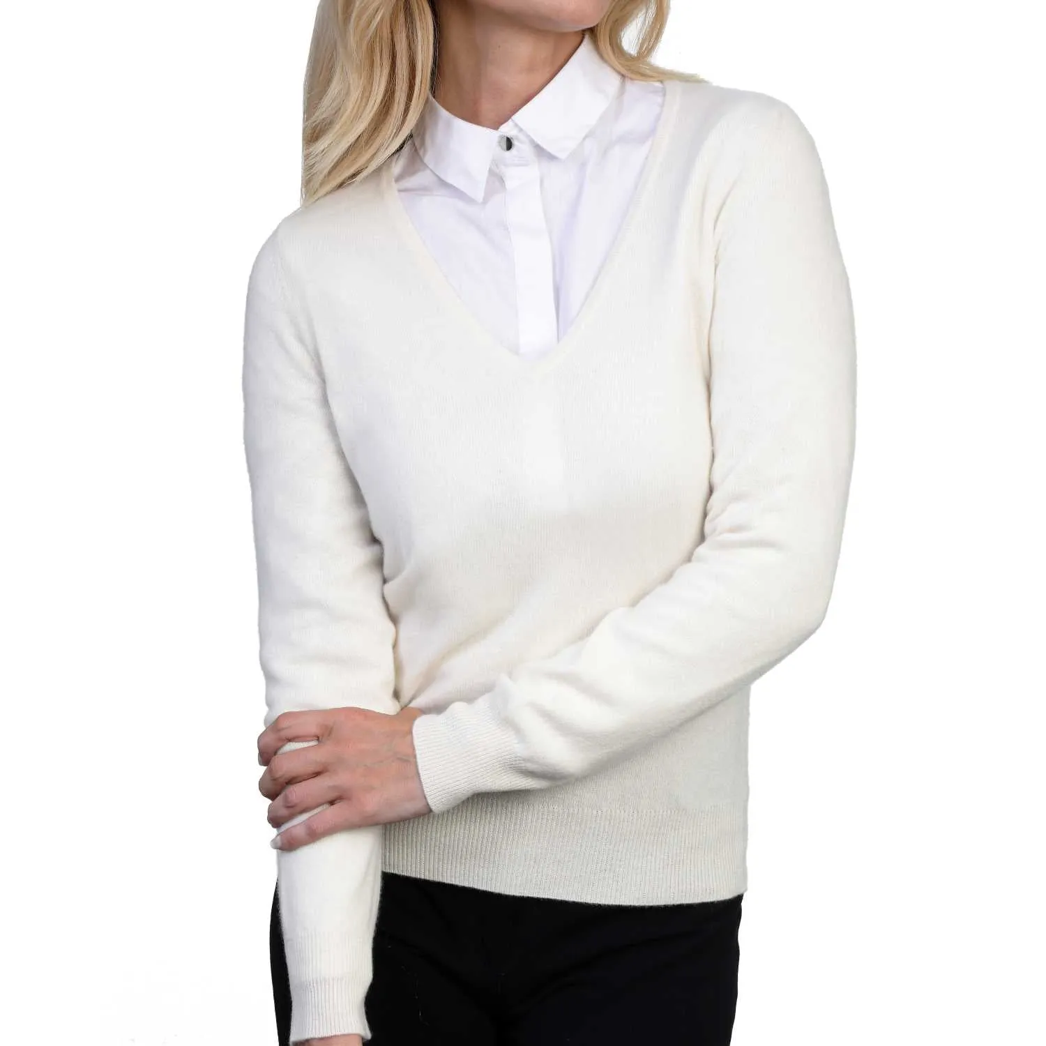 Ladies Cashmere V Neck Sweater