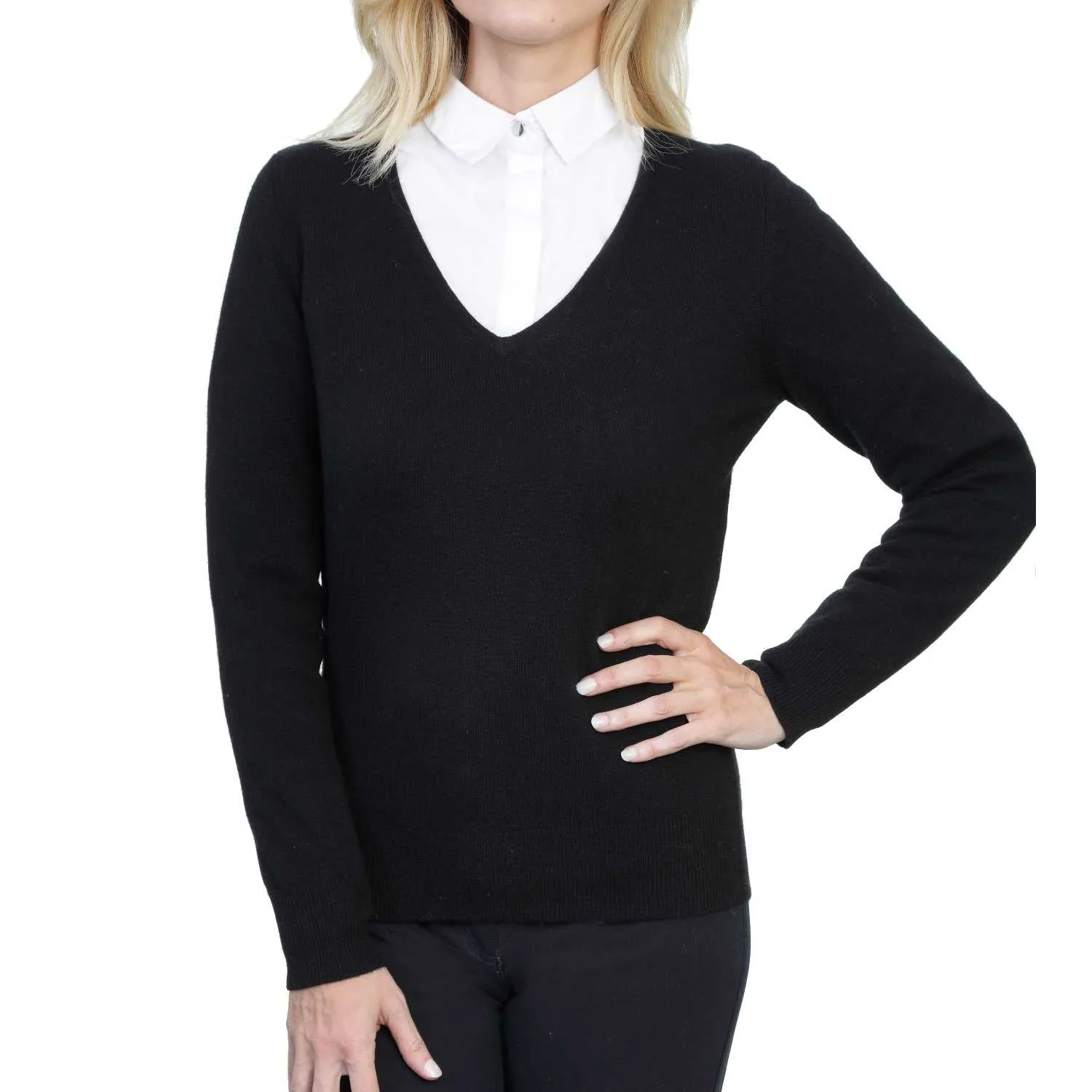 Ladies Cashmere V Neck Sweater