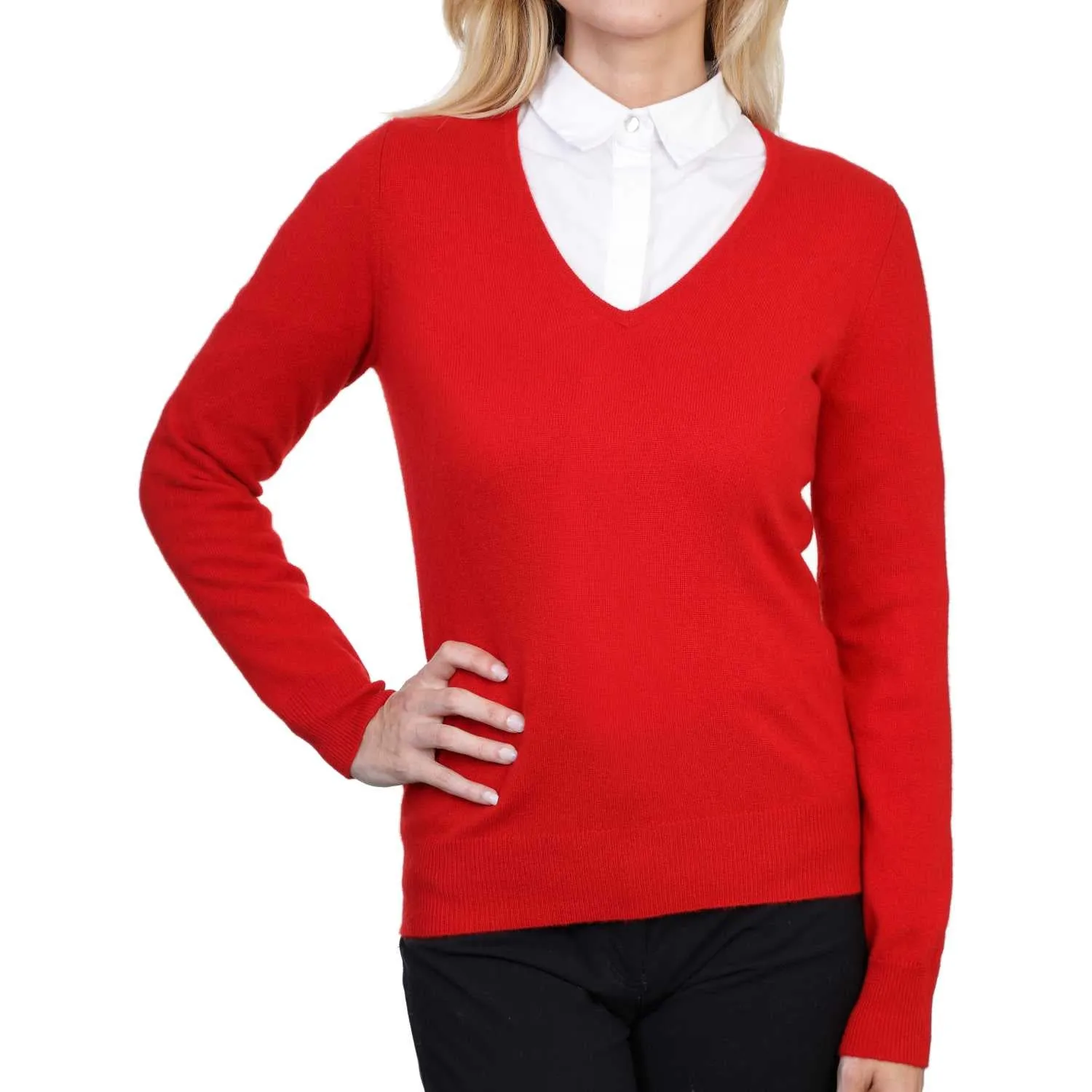 Ladies Cashmere V Neck Sweater