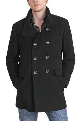 Landing Leathers Men Wing Collar City Wool Blend Pea Coat