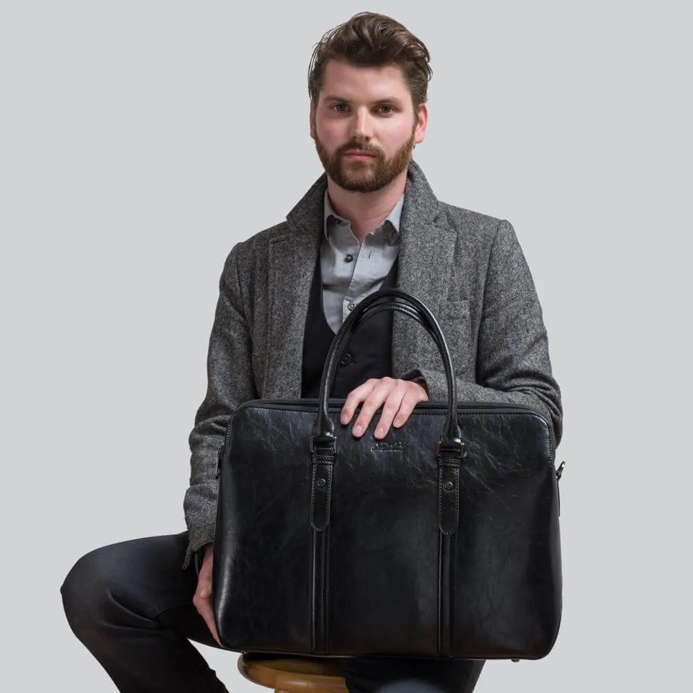 Large Classic Men's Vegan Briefcase 3