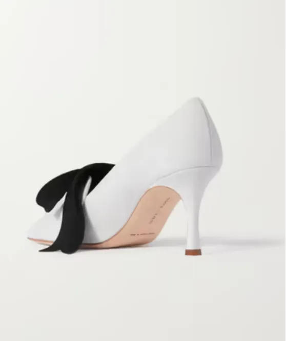 MANOLO BLAHNIK White Suede Serba 70 bow-detailed suede pumps EU 38 UK 5