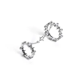 Mini Pilot Ring with Chain [White gems]