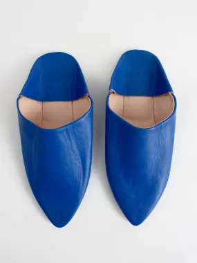 Moroccan Classic Pointed Babouche Slippers, Cobalt