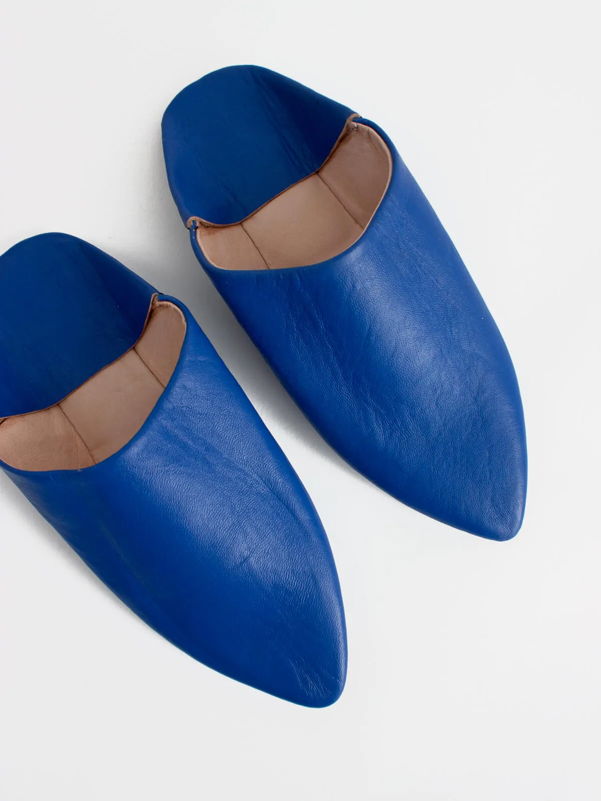 Moroccan Classic Pointed Babouche Slippers, Cobalt